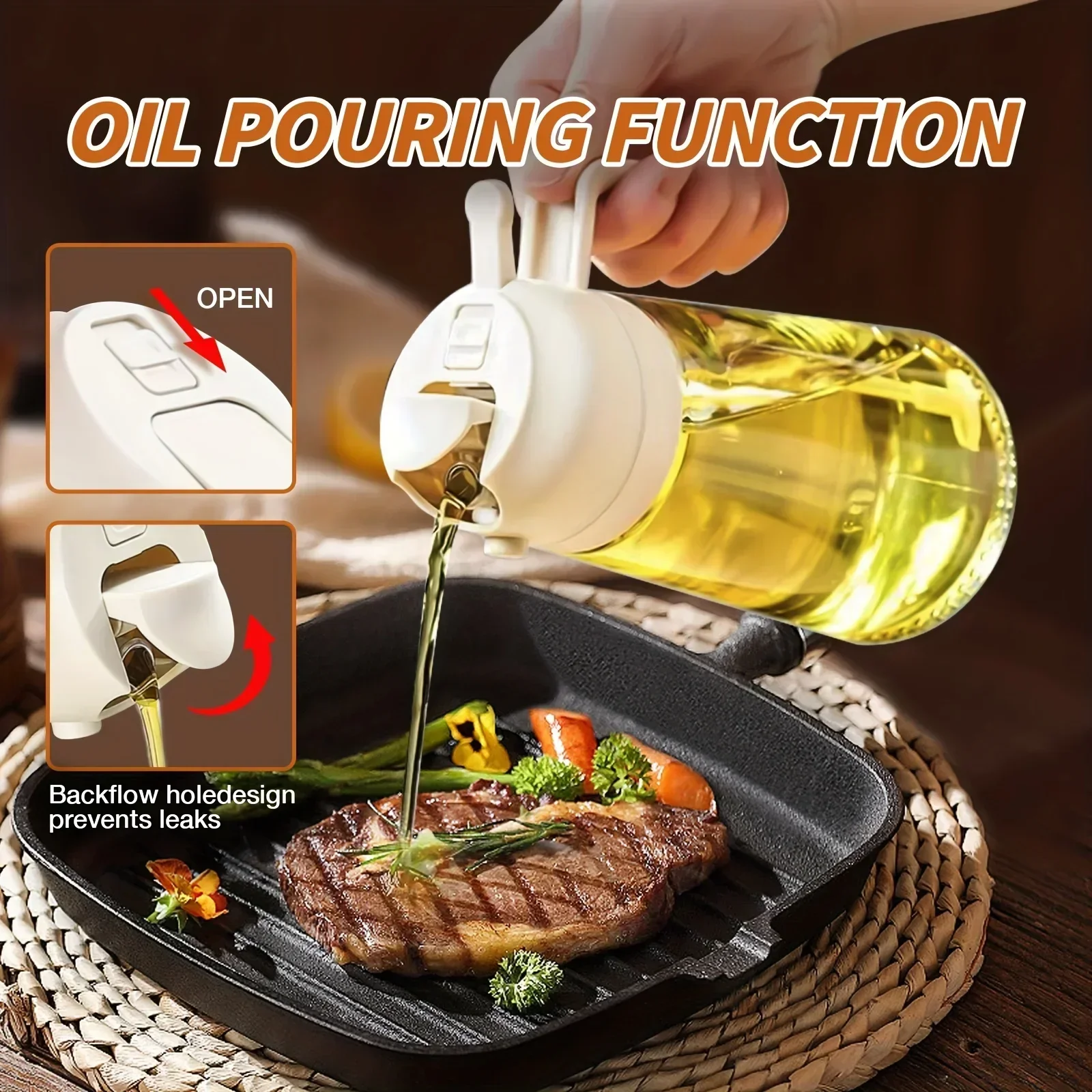 Air Frying Pan Oil Sprayer with Spray Dumping Function for Kitchen Household Cooking