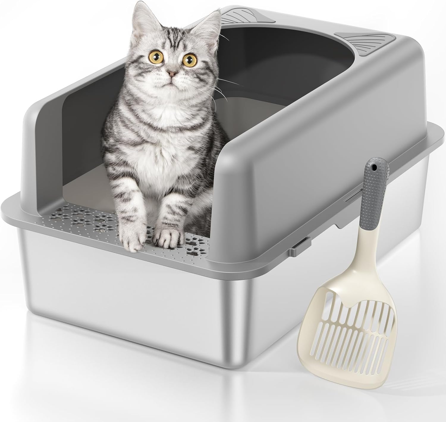 Cat Litter Box - Sleek, Odor-Control Design for Easy Cleaning and Comfort
