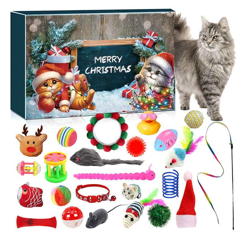 Cat Advent Calendar 2025 Christmas Interactive Toys for Indoor Christmas Gifts Fake Mouse Bell Balls for Cat Lover Gifts