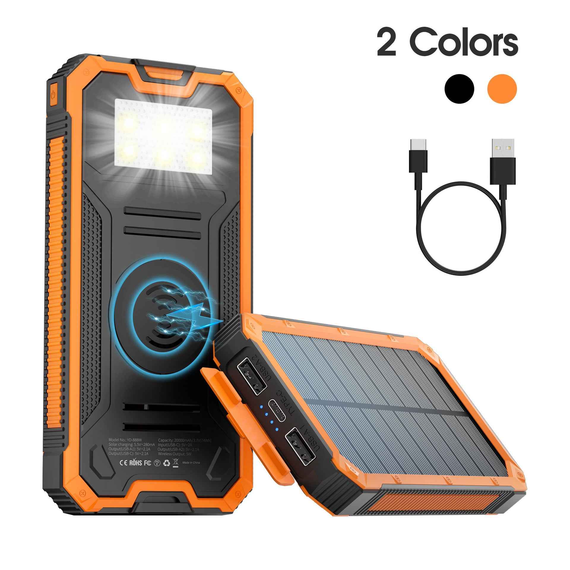 Wireless charging solar power bank