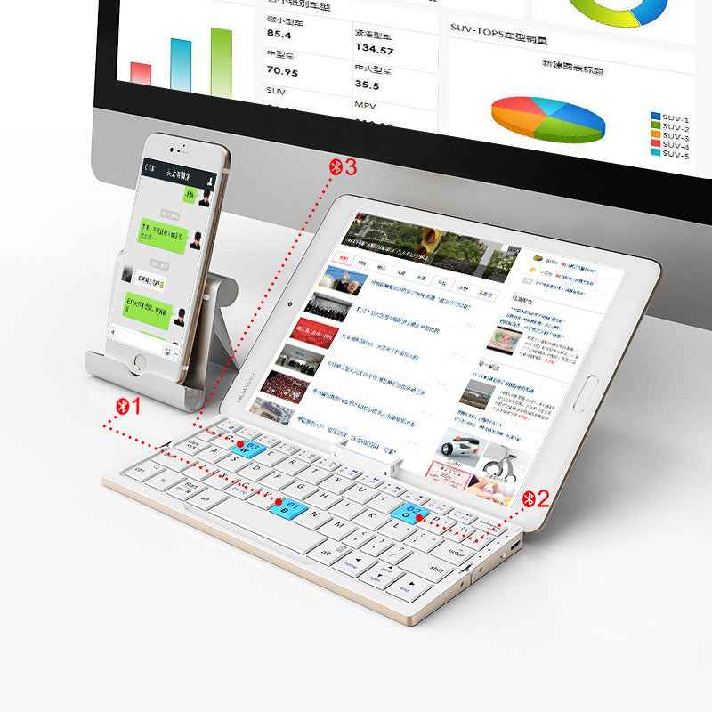 Folding Bluetooth keyboard for mobile phone and computer