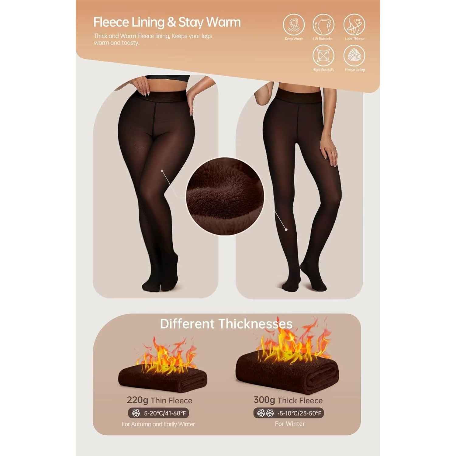 High Waisted Thermal Tights for Women