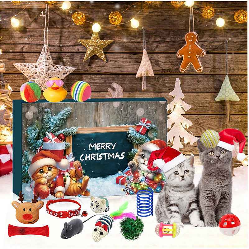 Cat Advent Calendar 2025 Christmas Interactive Toys for Indoor Christmas Gifts Fake Mouse Bell Balls for Cat Lover Gifts