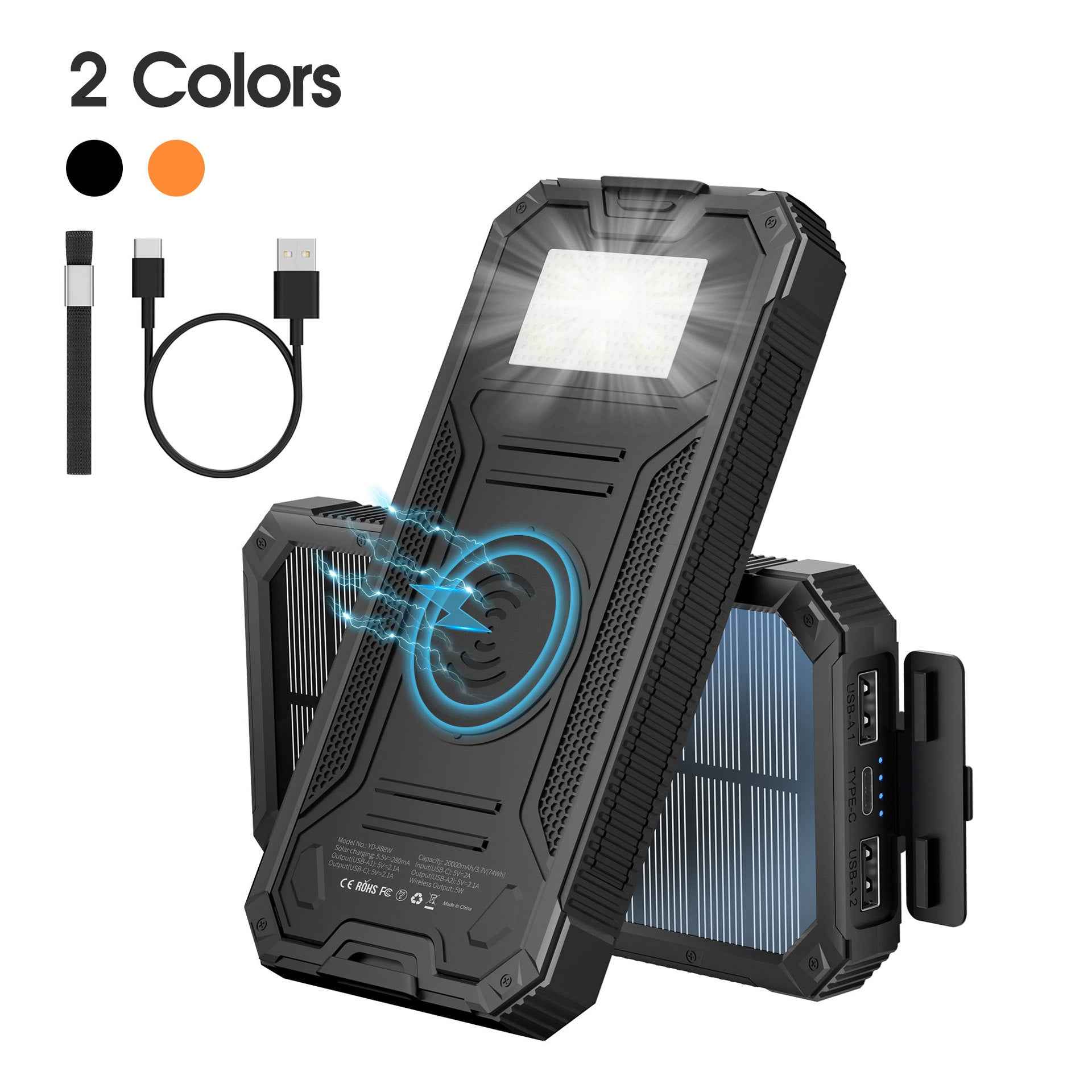 Wireless charging solar power bank