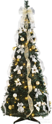 Gold and silver ribbon stretch tree PVC foldable and easy to assemble